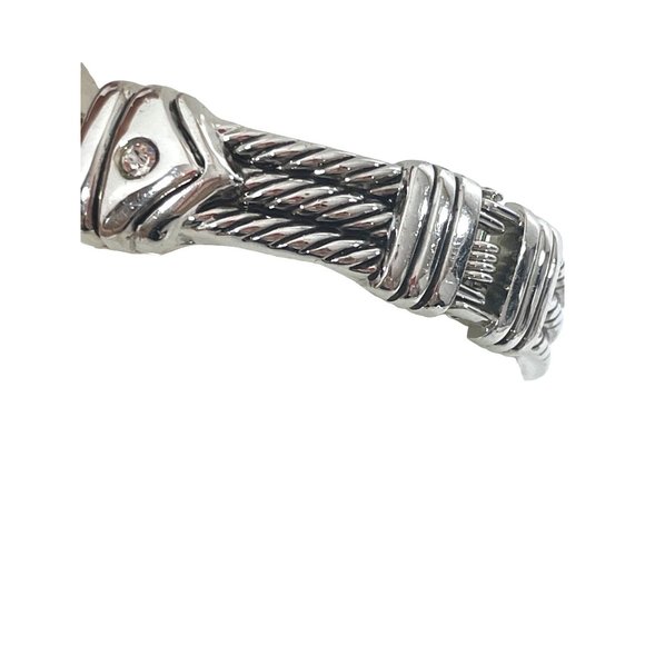 Women’s Silver Tone Bangle Bracelet 6.5 “ Oval Aqua Blue Faceted Plastic Stone - Picture 13 of 17